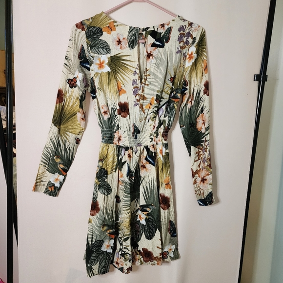 Floral butterfly H&M dress, long sleeve, 100% viscose, - Picture 2 of 10